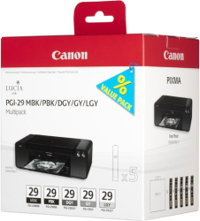 Фото набора картриджей Canon PGI-29MBK/PBK/DGY/GY/LGY Multipack