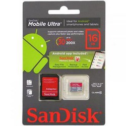 Фото флеш-карты Sandisk MicroSDHC 16GB Class 10 Ultra + SD adapter