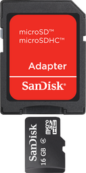 Фото флеш-карты SanDisk MicroSDHC 16GB Class 4 + SD adapter