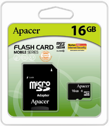 Фото флеш-карты Apacer MicroSDHC 16GB Class 10 + SD adapter