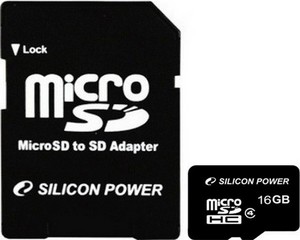 Фото флеш-карты Silicon Power MicroSDHC 16GB Class 4 + SD adapter