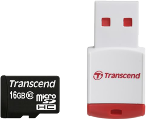 Фото флеш-карты Transcend MicroSDHC 16GB Class 10 + USB Reader TS16GUSDHC10-P3