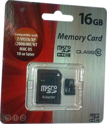 Фото флеш-карты Memory Card microSDHC 16GB Class 10 + SD adapter