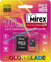 Фото флеш-карты Mirex MicroSDHC 16GB Class 10 + SD adapter