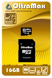 Фото флеш-карты OltraMax MicroSDHC 16GB Class 10 + SD adapter