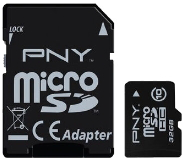 Фото флеш-карты PNY MicroSDHC 4GB Class 4 + SD адаптер