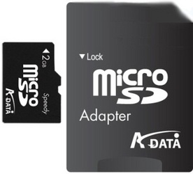Фото флеш-карты ADATA MicroSD 2GB + SD adapter