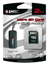 Фото флеш-карты Emtec MicroSD 2GB 60x + USB Reader