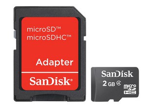 Фото флеш-карты SanDisk MicroSD 2GB + SD adapter