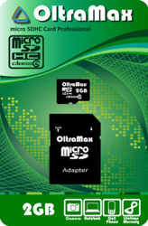 Фото флеш-карты OltraMax MicroSDHC 2GB Class 4 + SD adapter