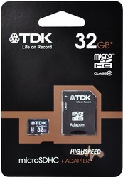 Фото флеш-карты TDK MicroSDHC 32GB Class 4 + SD adapter