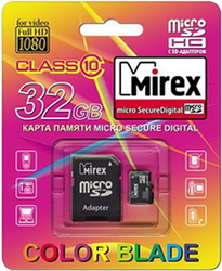 Фото флеш-карты Mirex MicroSDHC 32GB Class 10 + SD adapter