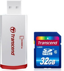 Фото флеш-карты Transcend SD SDHC 32GB Class 6 + USB Reader