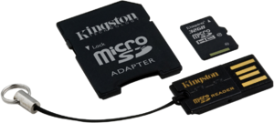 Фото флеш-карты Kingston MicroSDHC 32GB Class 10 + SD adapter + USB Reader MBLY10G2/32GB