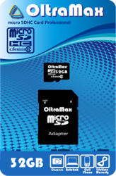 Фото флеш-карты OltraMax MicroSDHC 32GB Class 6 + SD adapter