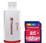 Фото флеш-карты Transcend SD SDHC 32GB Class 2 + USB Reader P2