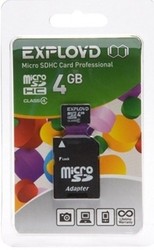 Фото флеш-карты EXPLOYD MicroSDHC 4GB Class 4 + SD adapter