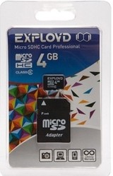 Фото флеш-карты EXPLOYD MicroSDHC 4GB Class 6 + SD adapter