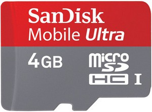 Фото флеш-карты SanDisk MicroSDHC 4GB Class 6 + SD adapter