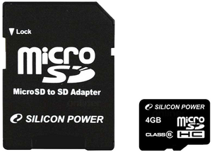 Фото флеш-карты Silicon Power MicroSDHC 4GB Class 10 + SD adapter