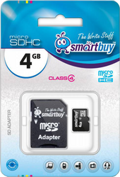 Фото флеш-карты SmartBuy MicroSDHC 4GB Class 4 + SD adapter