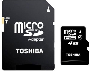 Фото флеш-карты Toshiba MicroSDHC 4GB Class 4 + SD adapter