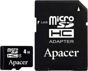 Фото флеш-карты Apacer MicroSDHC 4GB Class 4 + SD адаптер