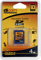 Фото флеш-карты Dicom SDHC 4GB Class 6