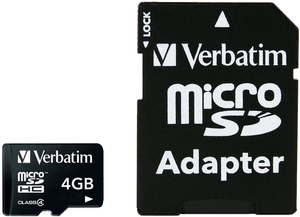 Фото флеш-карты Verbatim MicroSDHC 4GB Class 4 + SD adapter