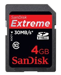 Фото флеш-карты SanDisk SD SDHC 4GB Class 10 Extreme 200x