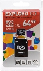 Фото флеш-карты EXPLOYD MicroSDXC 64GB Class 6 UHS-1 + SD adapter