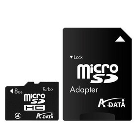 Фото флеш-карты ADATA MicroSD 8GB Class 4 + SD adapter