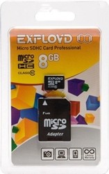 Фото флеш-карты EXPLOYD MicroSDHC 8GB Class 10 + SD adapter