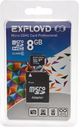 Фото флеш-карты EXPLOYD MicroSDHC 8GB Class 6 + SD adapter