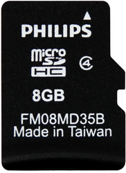 Фото флеш-карты Philips MicroSDHC 8GB Class 4 + SD adapter