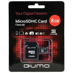 Фото флеш-карты Qumo MicroSDHC 8GB Class 10 + SD adapter
