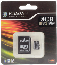 Фото флеш-карты Faison MicroSDHC 8GB Class 6 + SD adapter