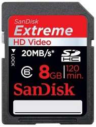 Фото флеш-карты SanDisk SD SDHC 8GB Class 6 Extreme HD Video