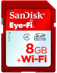 Фото флеш-карты SanDisk SD SDHC 8GB Class 4 Eye-Fi + Wi-Fi