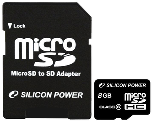 Фото флеш-карты Silicon Power MicroSDHC 8GB Class 6 + SD adapter