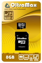 Фото флеш-карты OltraMax MicroSDHC 8GB Class 10 + SD adapter