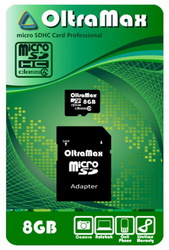 Фото флеш-карты OltraMax MicroSDHC 8GB Class 4 + SD adapter