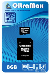 Фото флеш-карты OltraMax MicroSDHC 8GB Class 6 + SD adapter