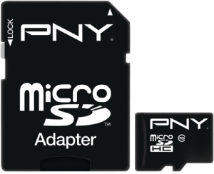 Фото флеш-карты PNY MicroSDHC 8GB Class 10 + SD адаптер