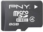 Фото флеш-карты PNY MicroSDHC 8GB Class 4 + SD адаптер