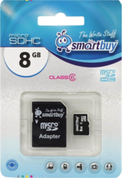 Фото флеш-карты SmartBuy MicroSDHC 8GB Class 6 + SD adapter