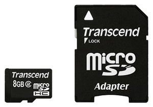 Фото флеш-карты Transcend MicroSDHC 8GB Class 2 + SD адаптер TS8GUSDHC2