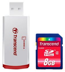 Фото флеш-карты Transcend SD SDHC 8GB Class 2 + SDHC Reader