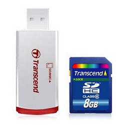 Фото флеш-карты Transcend SD SDHC 8GB Class 6+P2 Combo
