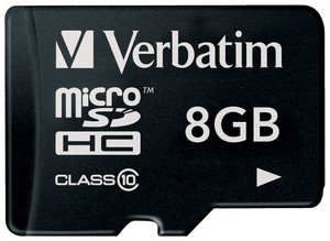 Фото флеш-карты Verbatim MicroSDHC 8GB Class 10 + SD адаптер